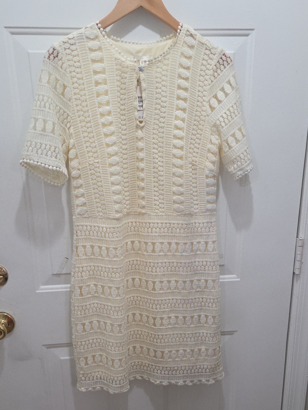 NWT H&M Cream Crochet Lace Short-Sleeve Dress 14
